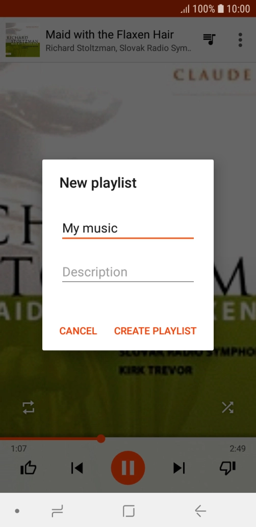 Key in a name for the playlist and press CREATE PLAYLIST.