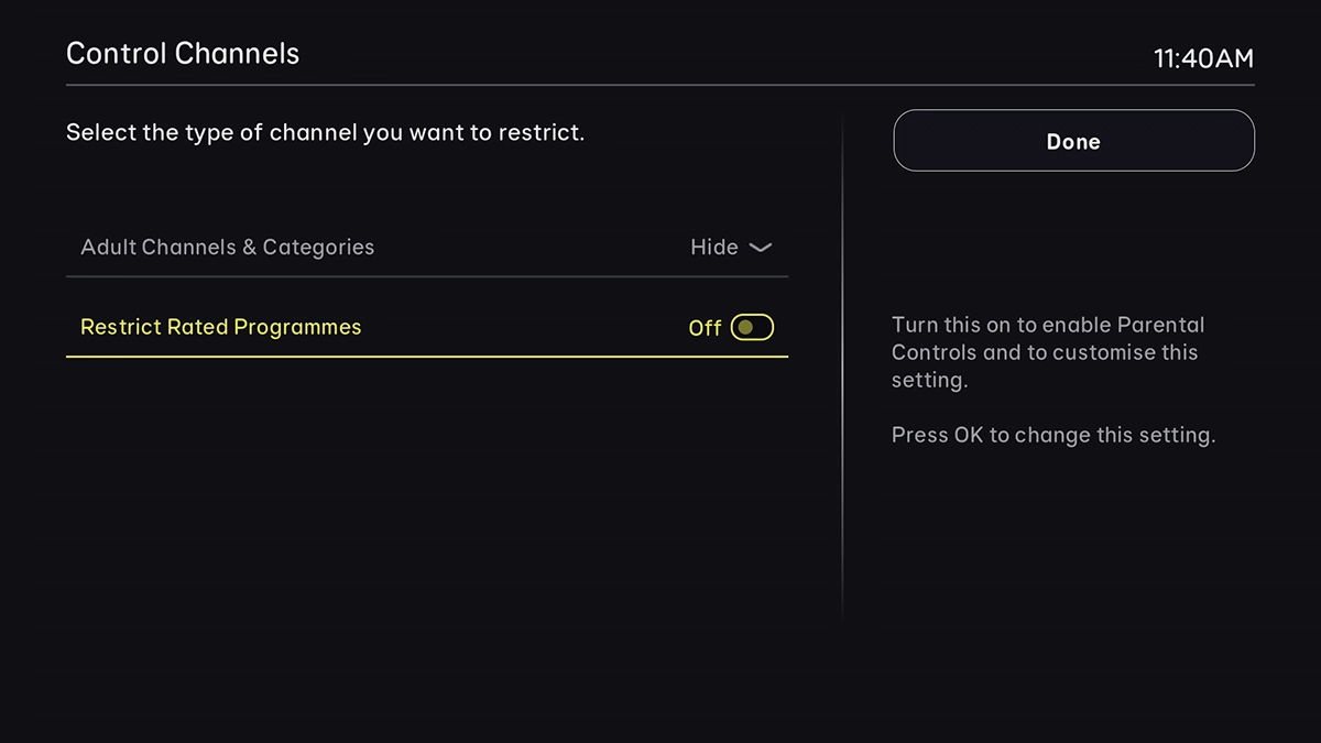 Highlight Restrict Rated Programmes.