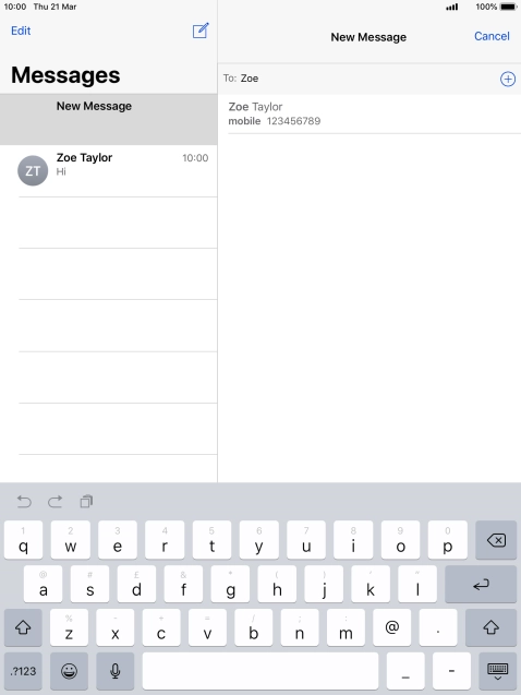 Press the required contact.