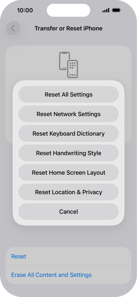 Press Reset All Settings.