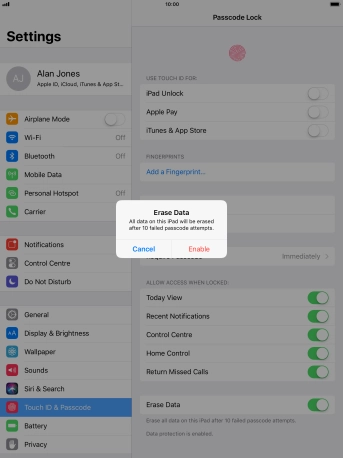 If you turn on the function, press Enable.