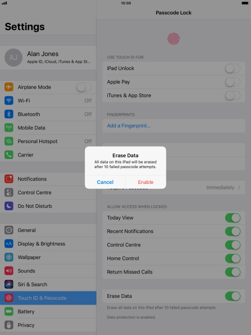If you turn on the function, press Enable.