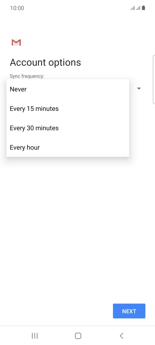 Press the required setting.
