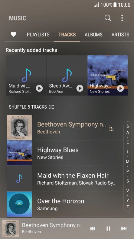 Press the song title at the bottom of the screen.