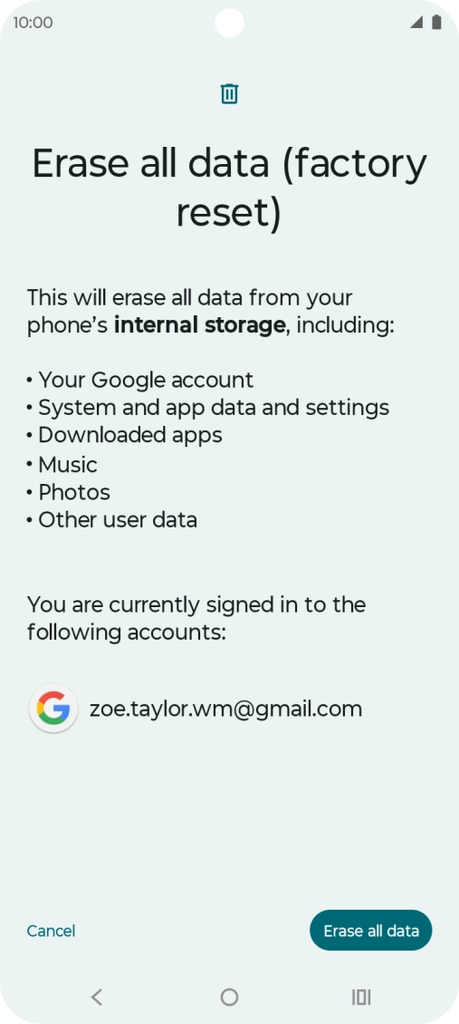 Press Erase all data.