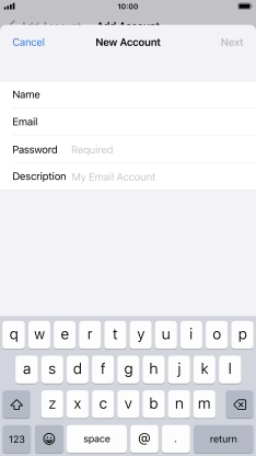 Press Password and key in the password for your email account.