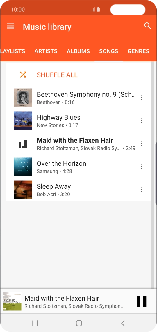 Press the song title at the bottom of the screen.