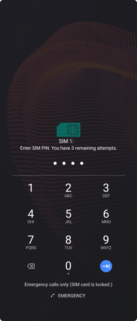 If you're asked to key in your PIN, do so and press arrow right. The default PIN is 1111.