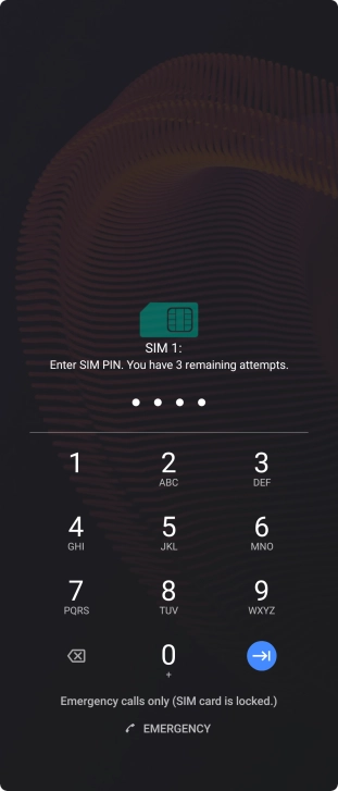 If you're asked to key in your PIN, do so and press arrow right. The default PIN is 1111.