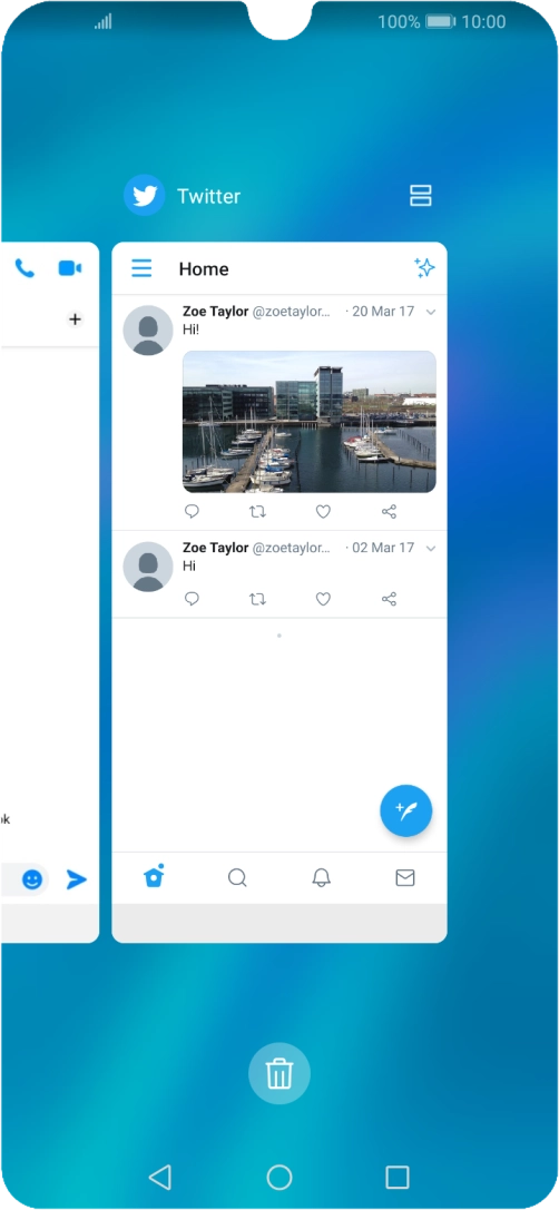 To end one running application, slide your finger upwards on the required application.
