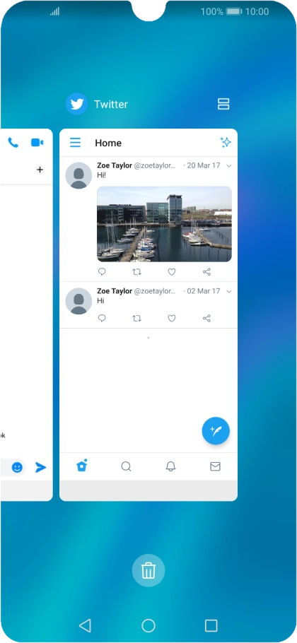 To end one running application, slide your finger upwards on the required application.