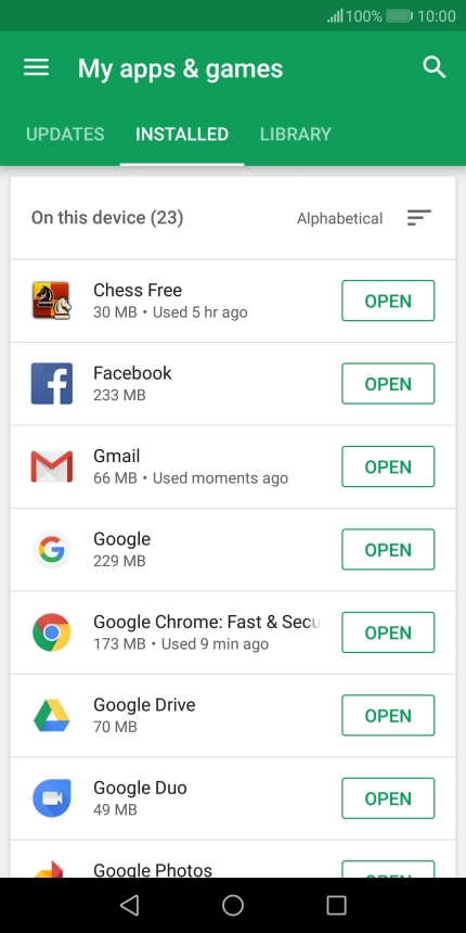 Press the required app.