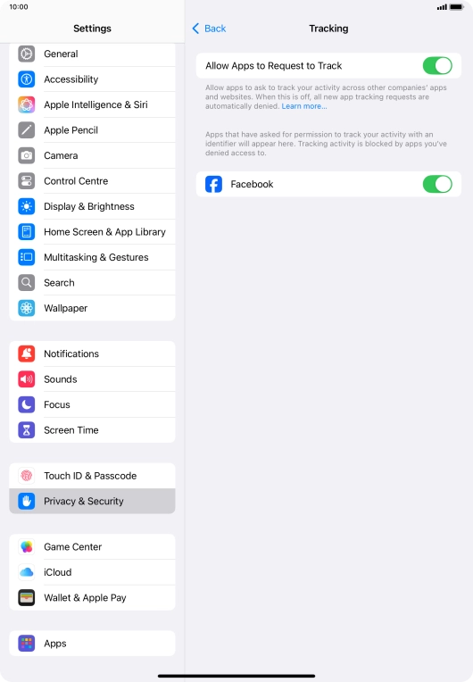 Press the indicator next to 
