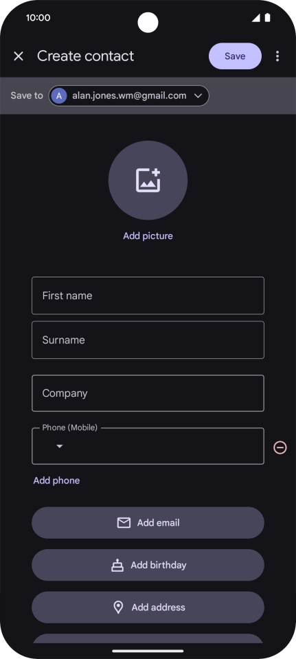 Press the address book drop down list.