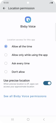 Press the required setting.