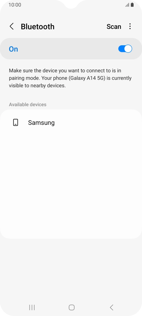 Press the required Bluetooth device and follow the instructions on the screen to pair the device with your phone.