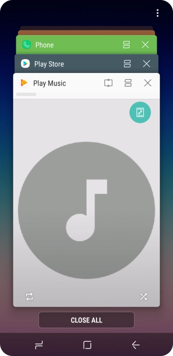 To end one running application, slide your finger right on the required application.