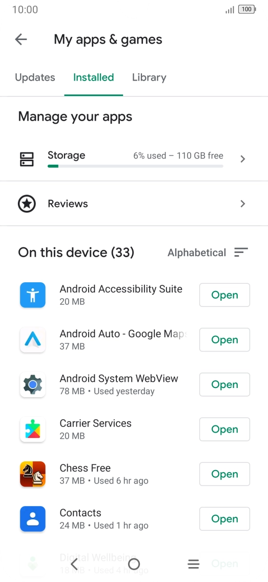 Press the required app.