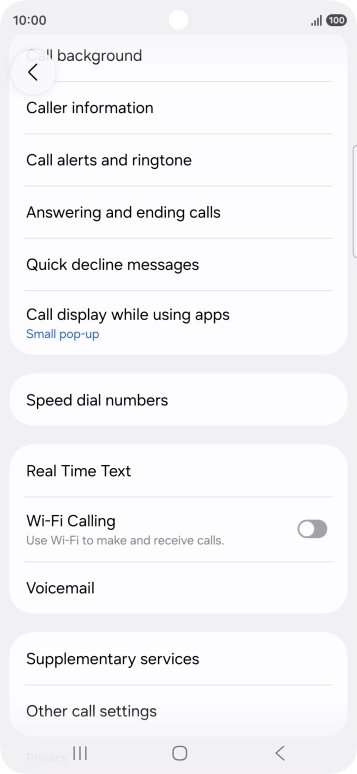 Press Supplementary services.