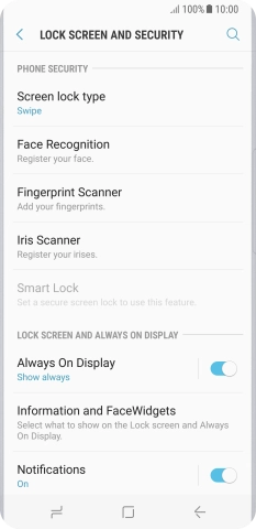 Press Iris Scanner.