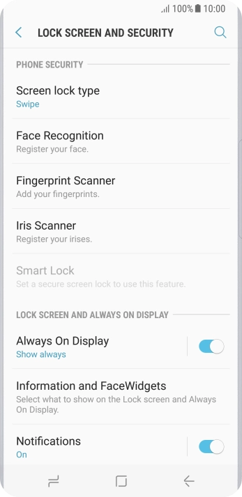 Press Iris Scanner.