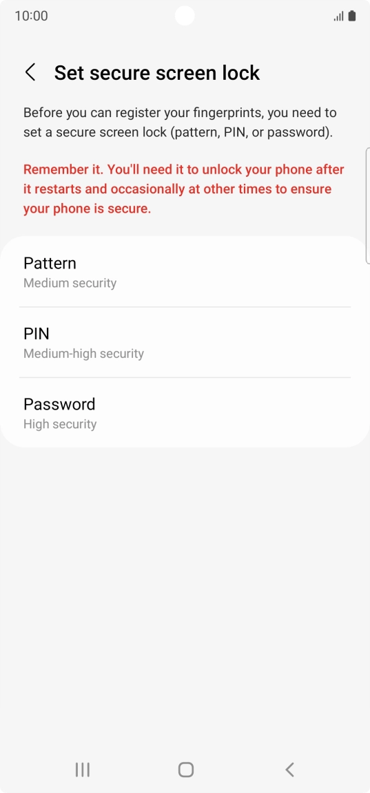 Press the required phone lock code and follow the instructions on the screen to create an additional phone lock code.