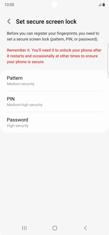 Press the required phone lock code and follow the instructions on the screen to create an additional phone lock code.