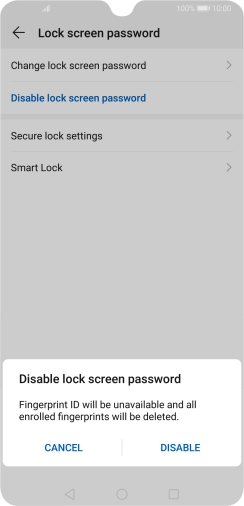 Key in the current phone lock code and press DISABLE.