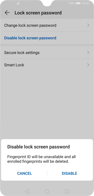 Key in the current phone lock code and press DISABLE.