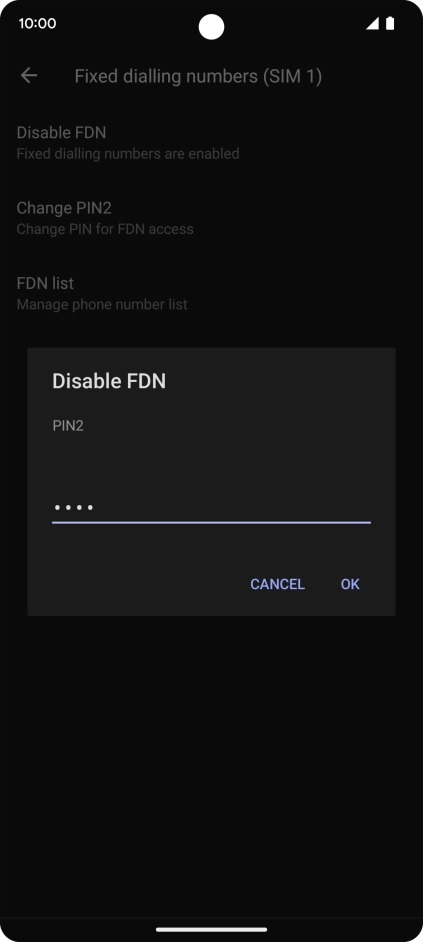 Key in your PIN2 and press OK. The default PIN2 is 0000.