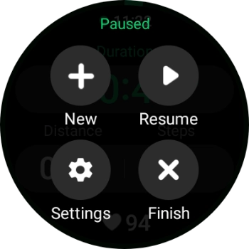 Press Finish to end an activity.