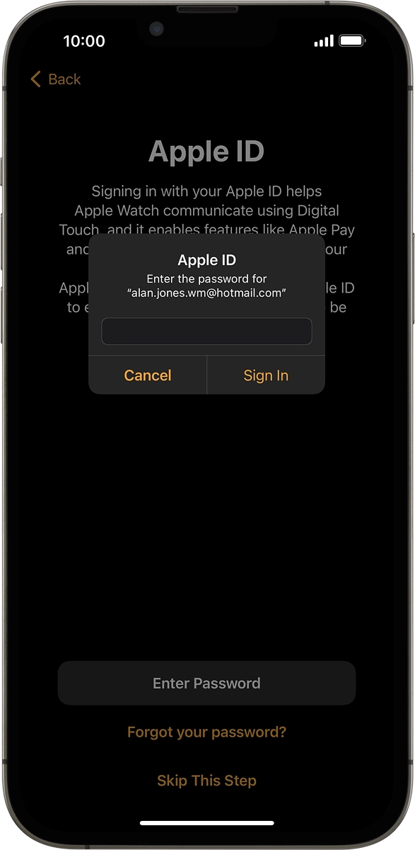 On your phone: Key in the password for your Apple ID and press Sign In.