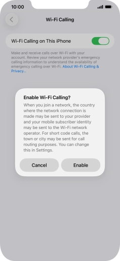 If you turn on the function, press Enable.