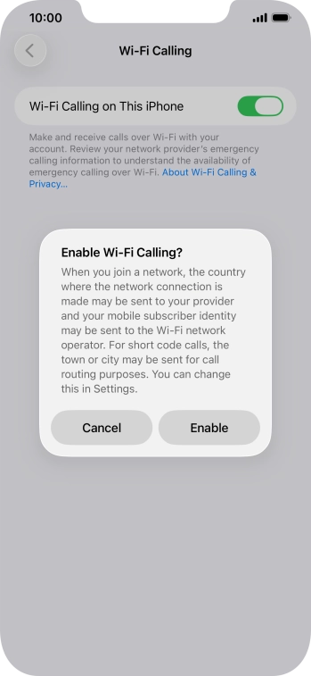 If you turn on the function, press Enable.