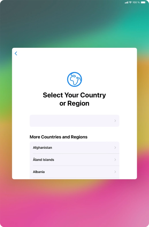 Press the required country or area.