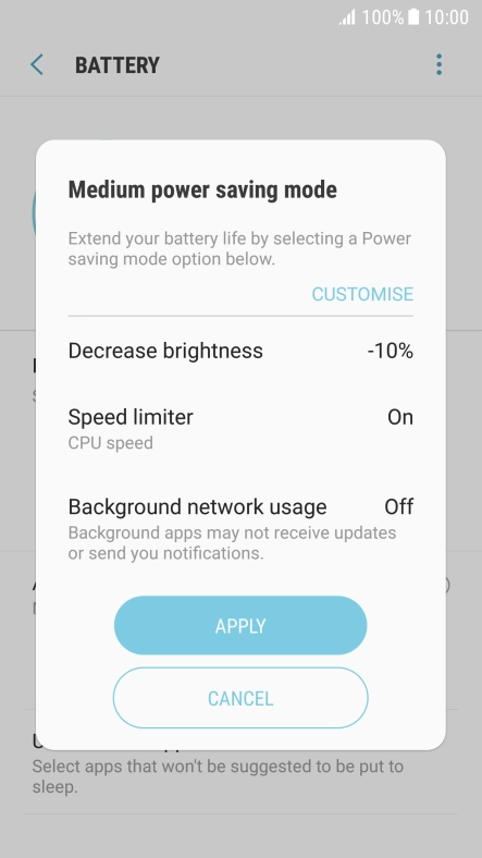 Press APPLY to turn on the function.