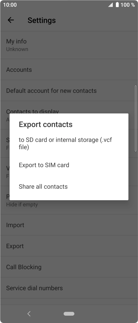 Press Export to SIM card.
