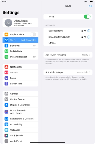 Press the required Wi-Fi network and key in the password for the Wi-Fi network.