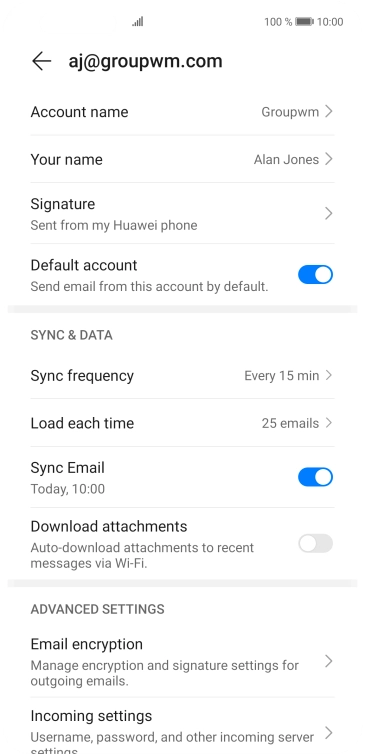Press Account name and key in the required name.