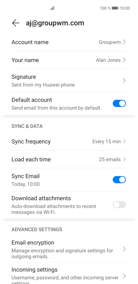 Press Account name and key in the required name.
