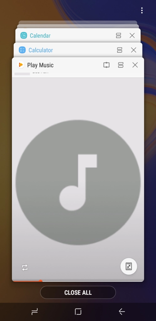 To end one running application, slide your finger right on the required application.