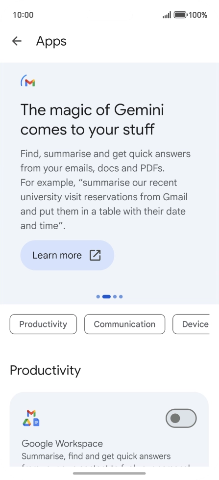 Press the indicator next to the required extension to turn on the function.