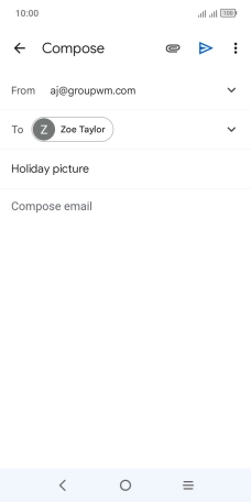 Press the text input field and write the text for your email.