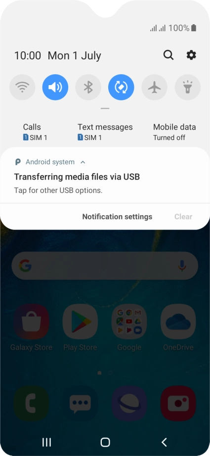 Press Tap for other USB options..