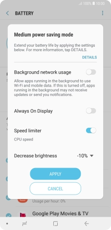 Press APPLY to turn on the function.