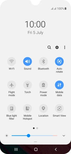 Press the flight mode icon to turn the function on or off.