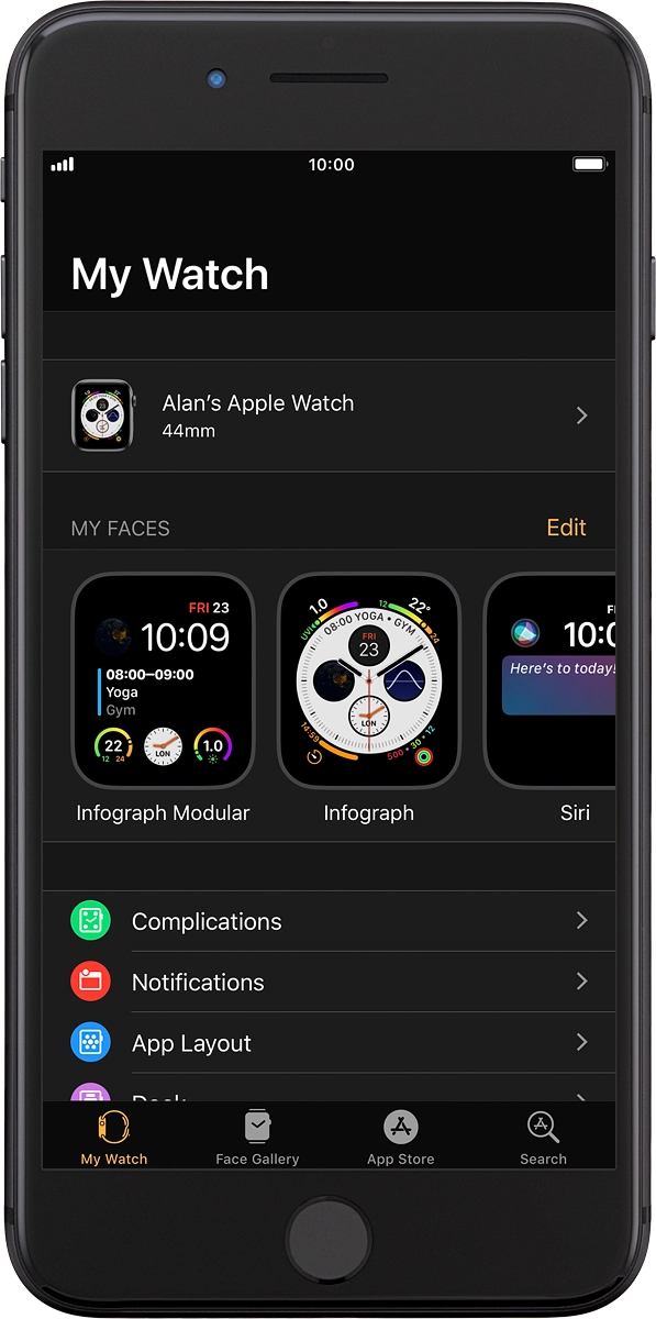 On your phone: Press My Watch.