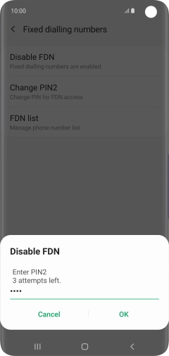 Key in your PIN2 and press OK. The default PIN2 is 0000.