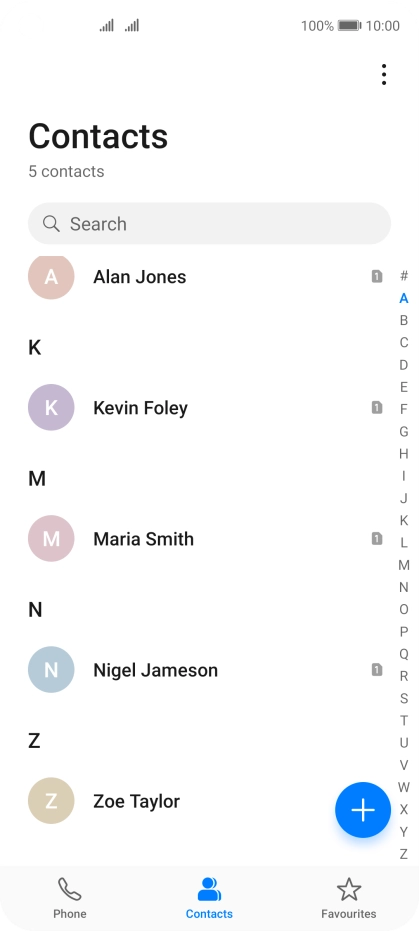 Press the new contact icon.