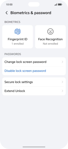 Press Disable lock screen password and key in the additional phone lock code you created earlier.